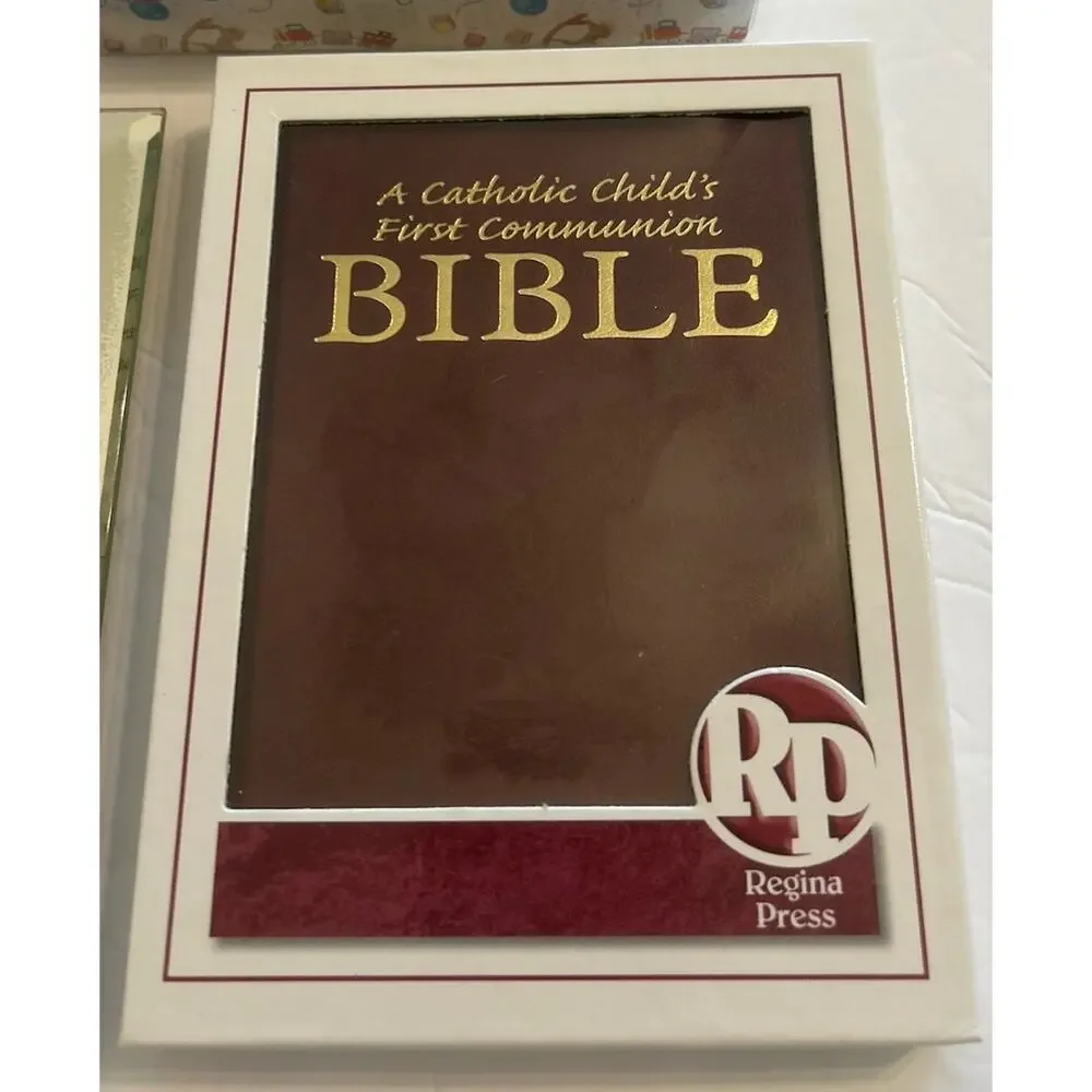 Catholic Child's Boy First Communion Bible‎ & Ornaments In Gift Box Prayer Frame